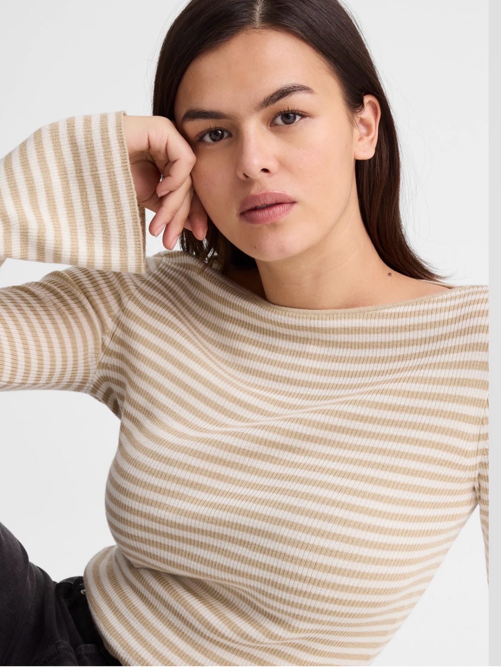 MADEWELL XS Flared-Sleeve Boatneck Sweater in Merino Wool-Silk Blend Nz328 $118